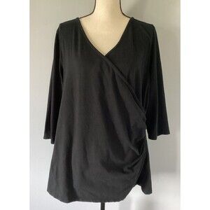 Torrid Women’s Black Faux Wrap Top 3/4 Length Sleeves Torrid Size 3 - 3XL